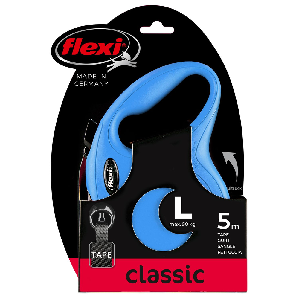 Рулетка для собак FLEXI New Classic L (до 50кг) лента 5м синяя