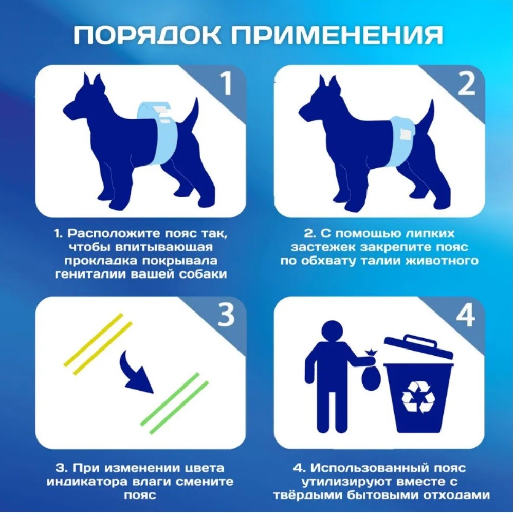 Пояс для кобелей CLINY одноразовые, с индикатором влаги размер L 9шт