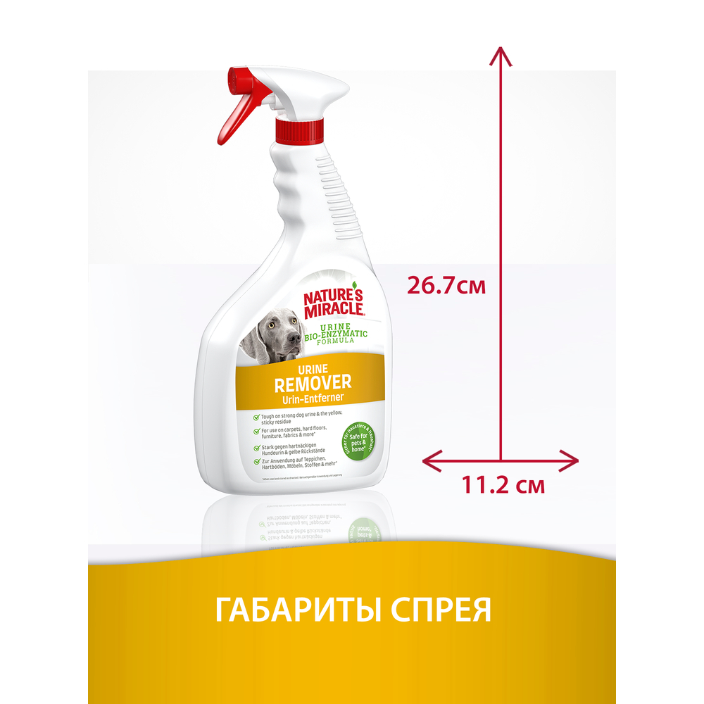Cпрей уничтожитель пятен и запахов NATURE'S MIRACLE от мочи собак 946мл
