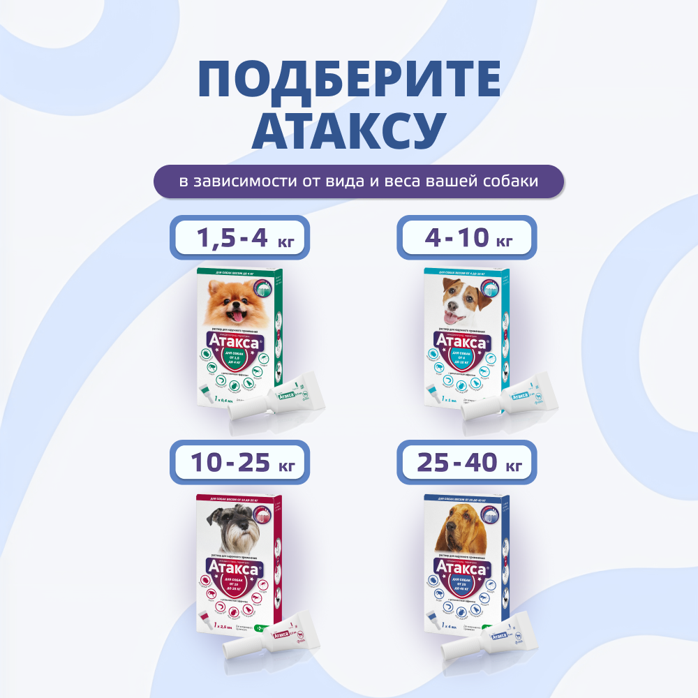 Капли для собак KRKA Атакса от иксодовых клещей, блох, вшей, власоедов (свыше 25кг) 4,0мл