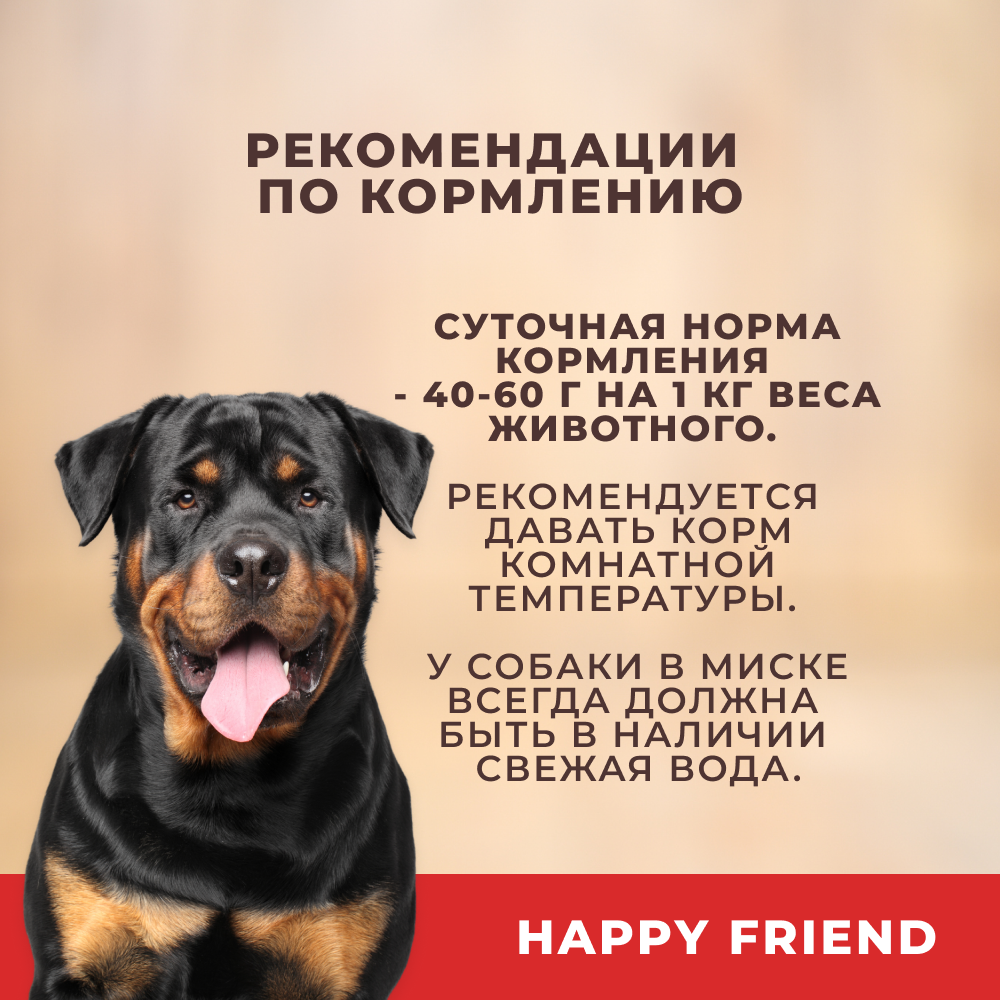 Корм для собак HAPPY FRIEND для средних и крупных пород с говядиной и рубцом банка
