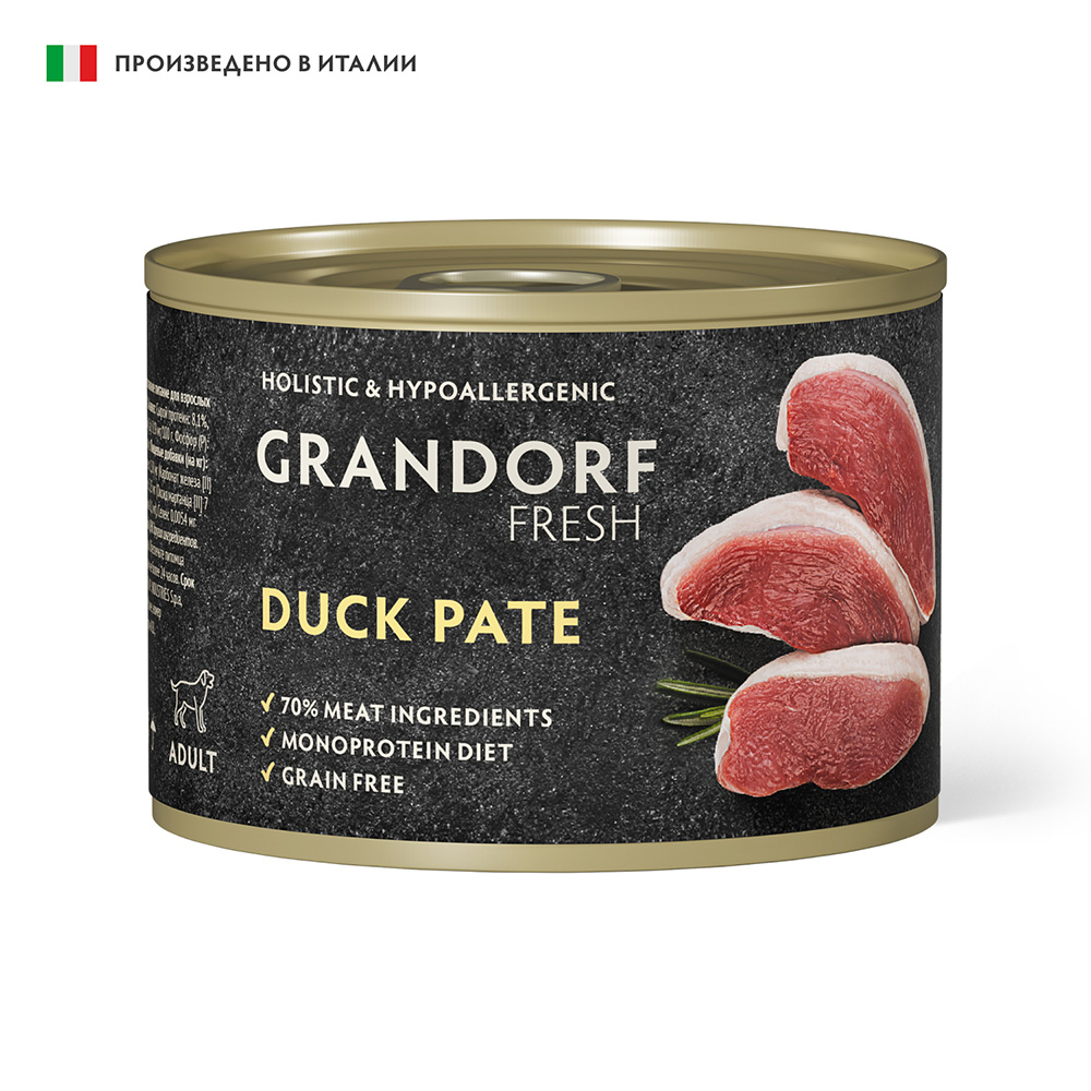 Корм для собак GRANDORF FRESH Паштет из утки банка