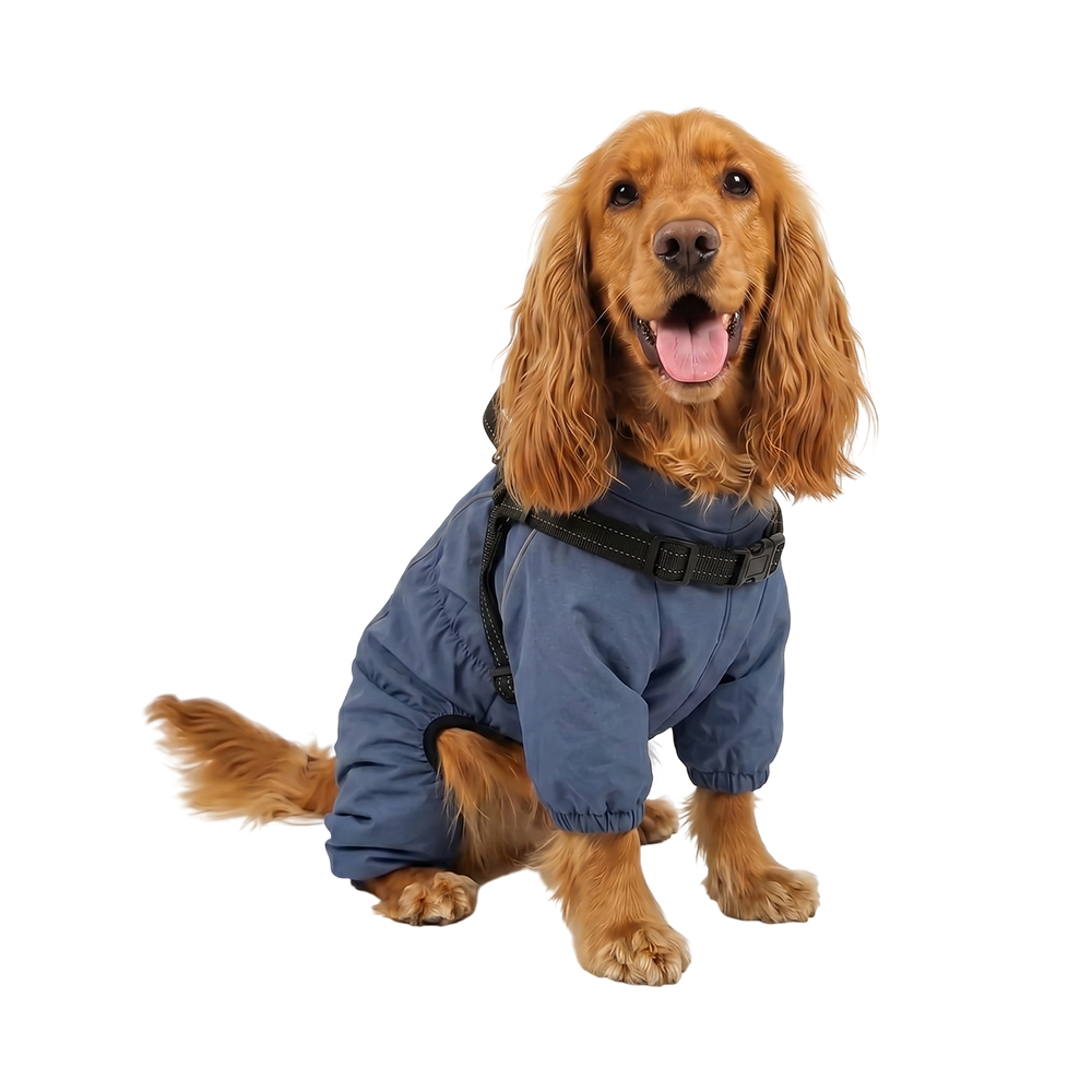 Дождевик-комбинезон для собак FOXIE Barking Blue L со шлейкой (длина спины 40см) синий