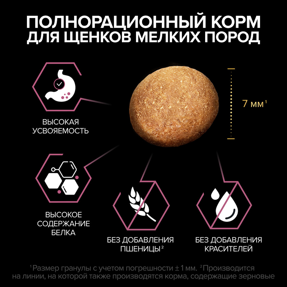 Корм для щенков PRO PLAN Sensitive Skin для мелких и карлик.пород с чувствит.кожей, лосось сух.