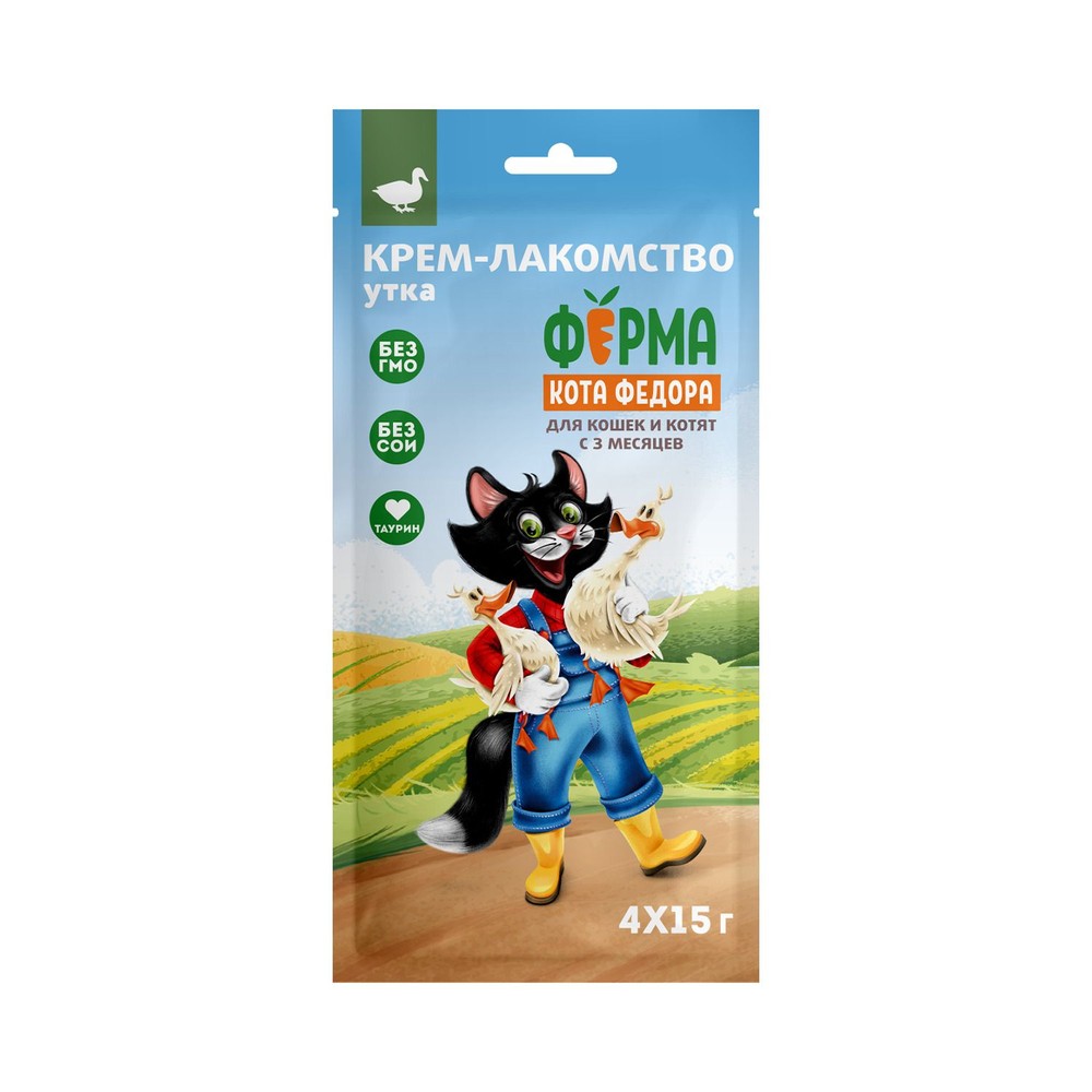 Лакомство для кошек и котят ФЕРМА КОТА ФЁДОРА крем-лакомство с уткой 4х