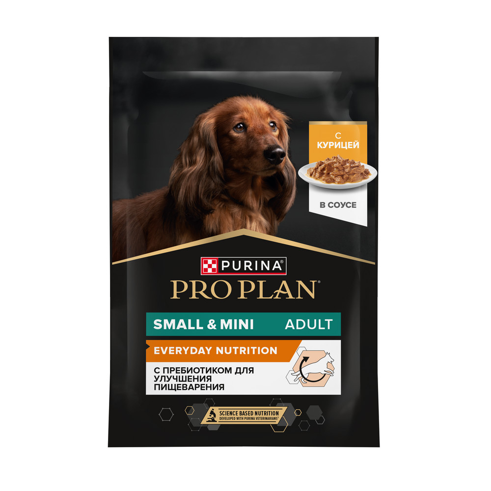 Корм для собак PRO PLAN для мелких и карликовых пород, с курицей в соусе пауч