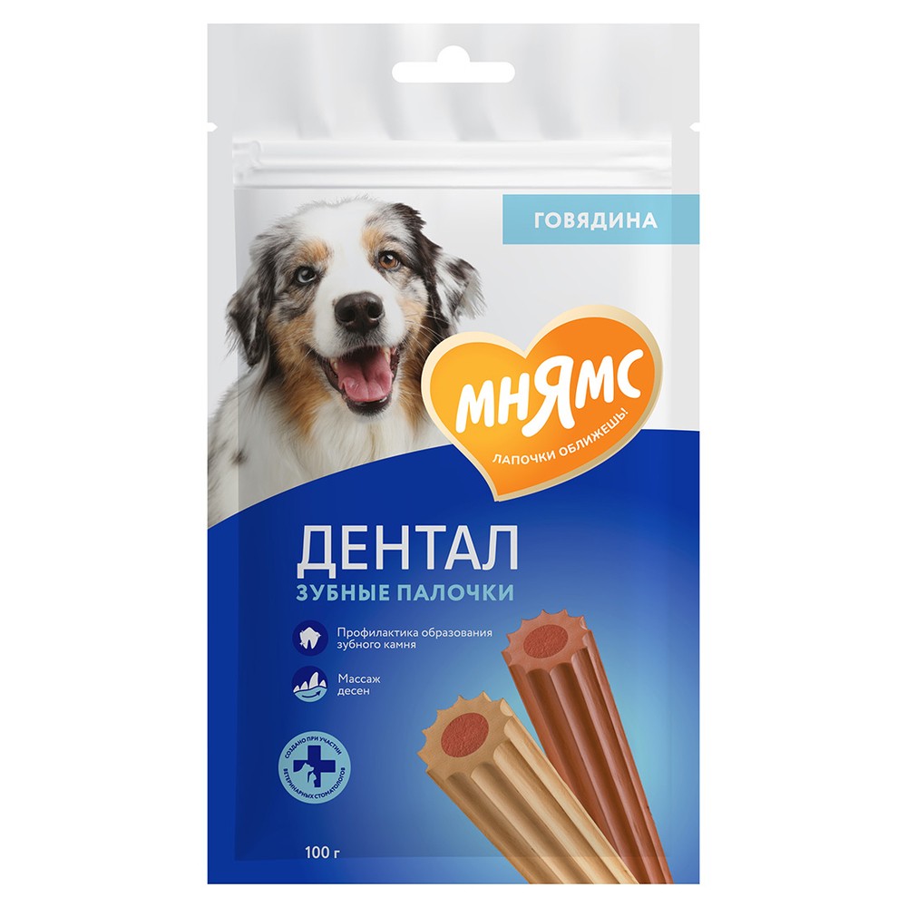 Лакомство для собак Мнямс DENTAL Зубные палочки с говядиной