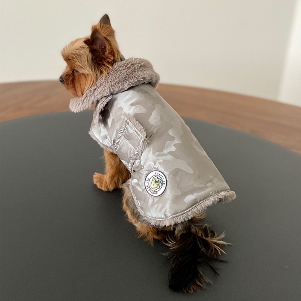 Попона для собак TRAVELPET теплая цвет камуфляж серый,
