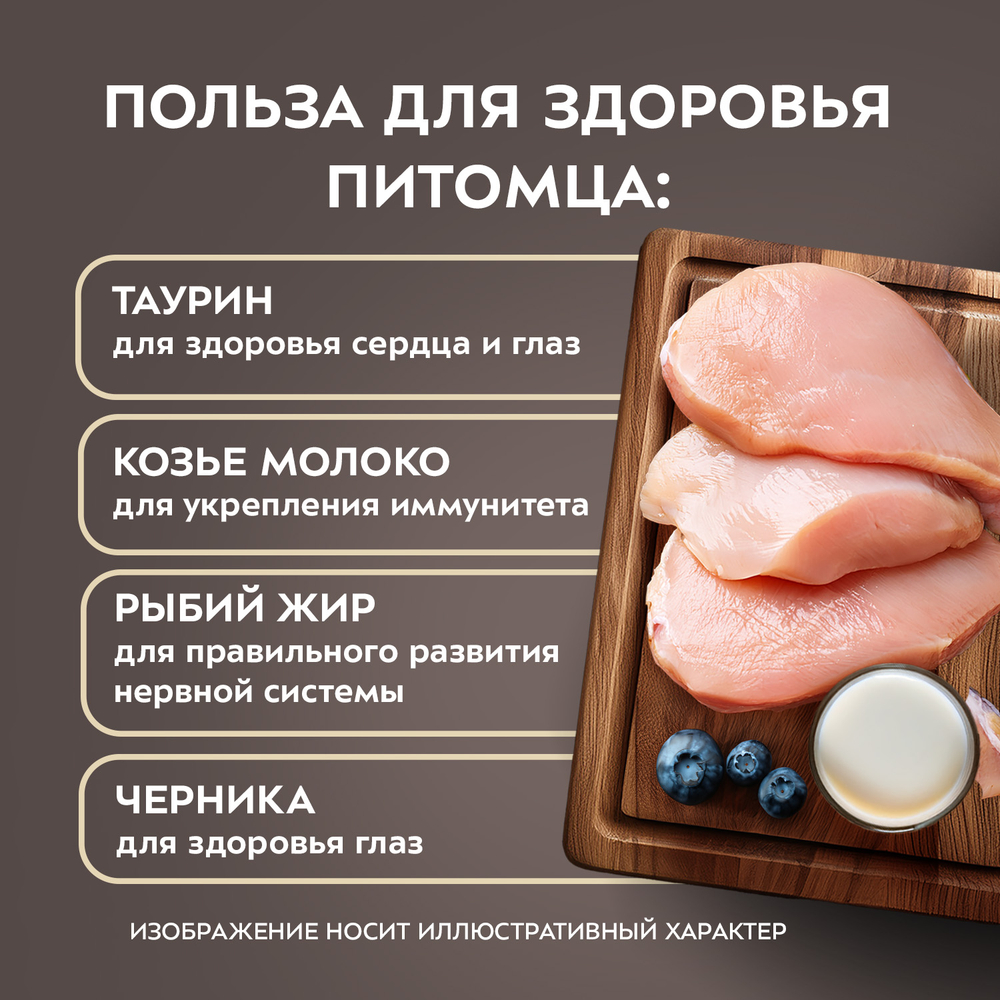 Корм для котят старше 3 мес. МНЯМС Деликатес Куриное филе с козьим молоком в соусе пауч