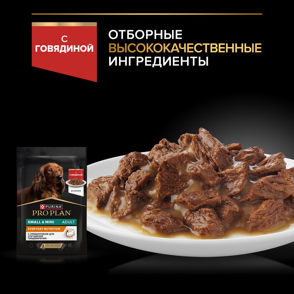 Корм для собак PRO PLAN Everyday Nutrition для мелких пород, с говядиной в соусе пауч