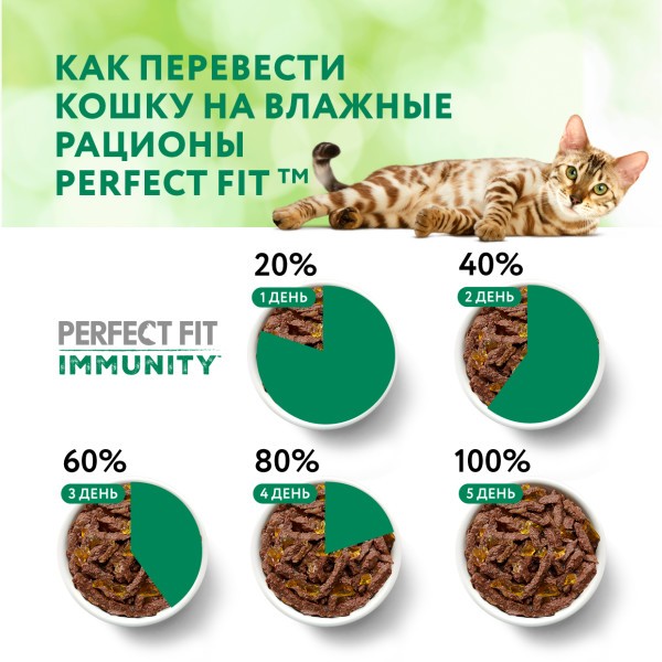 Корм для кошек PERFECT FIT Immunity говядина лён пауч