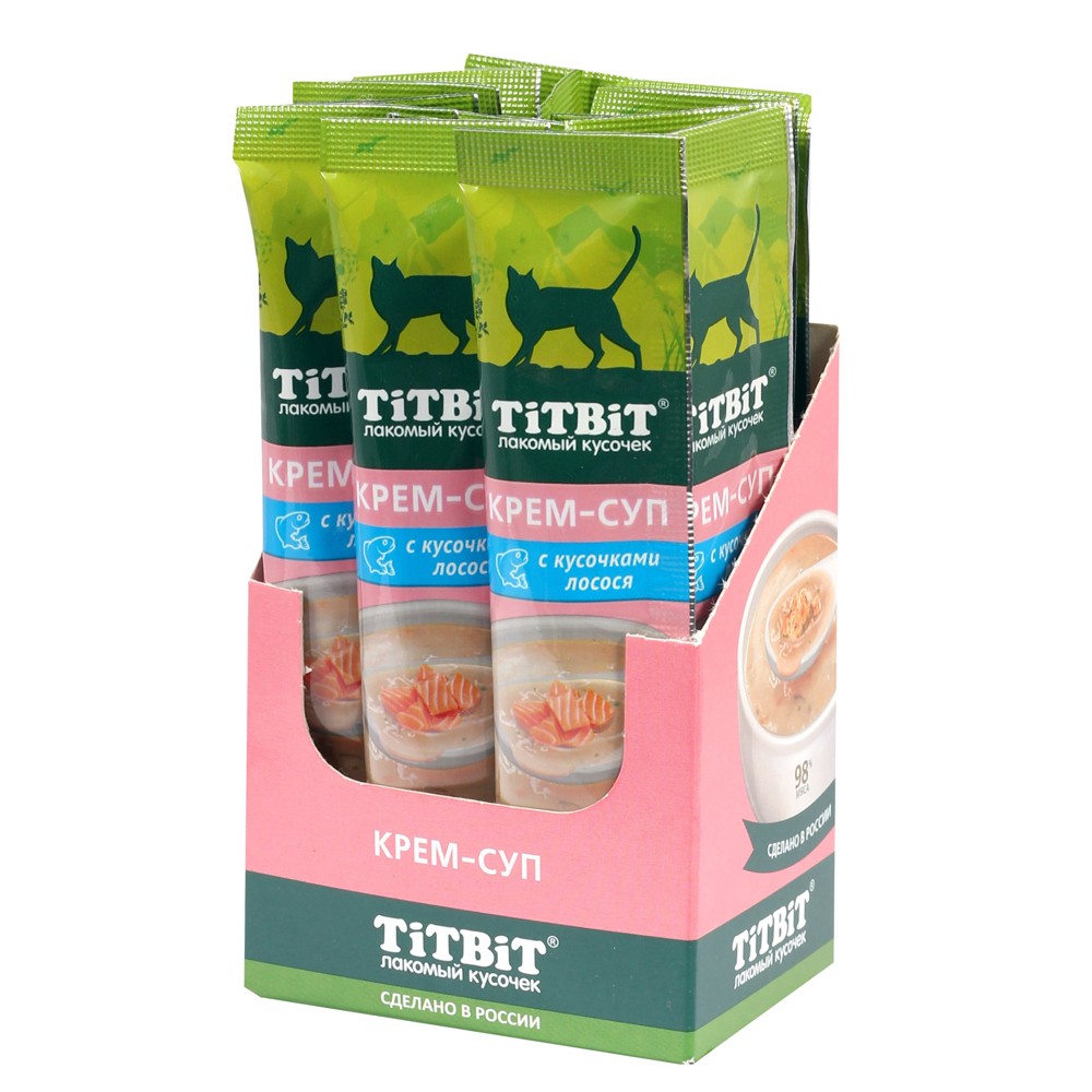 Лакомство для кошек TITBIT Крем-суп с кусочками лосося