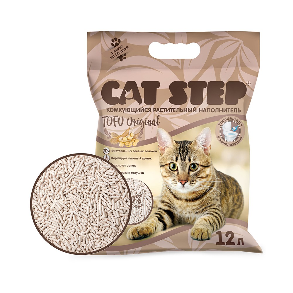 Наполнитель для кошачьего туалета CAT STEP Tofu Original комкующийся растительный 12л