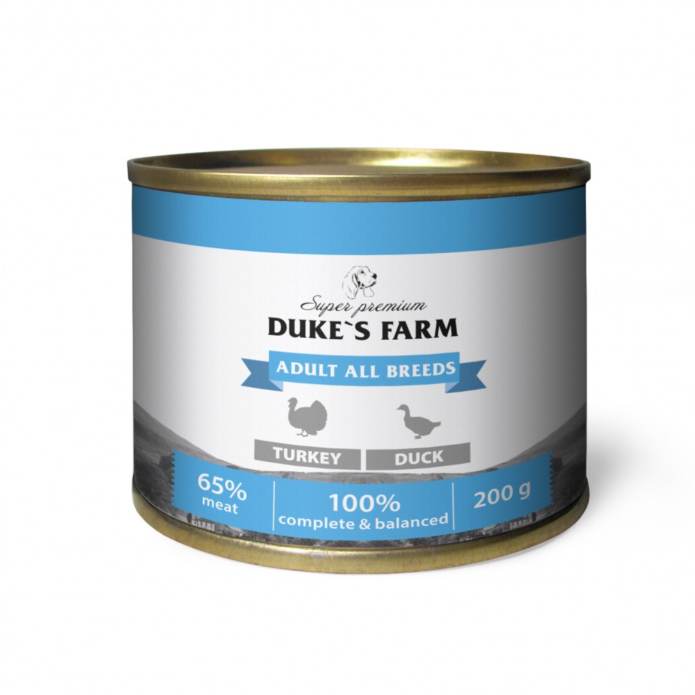 Корм для собак DUKE'S FARM Паштет из индейки с уткой банка