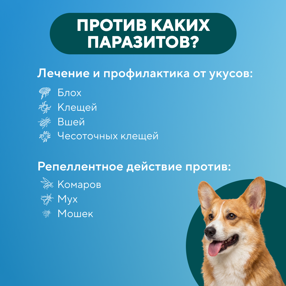 Капли для собак АВЗ БАРС от блох, клещей, вшей и комаров (от 10 до 20кг) 1,34мл, 1 пипетка