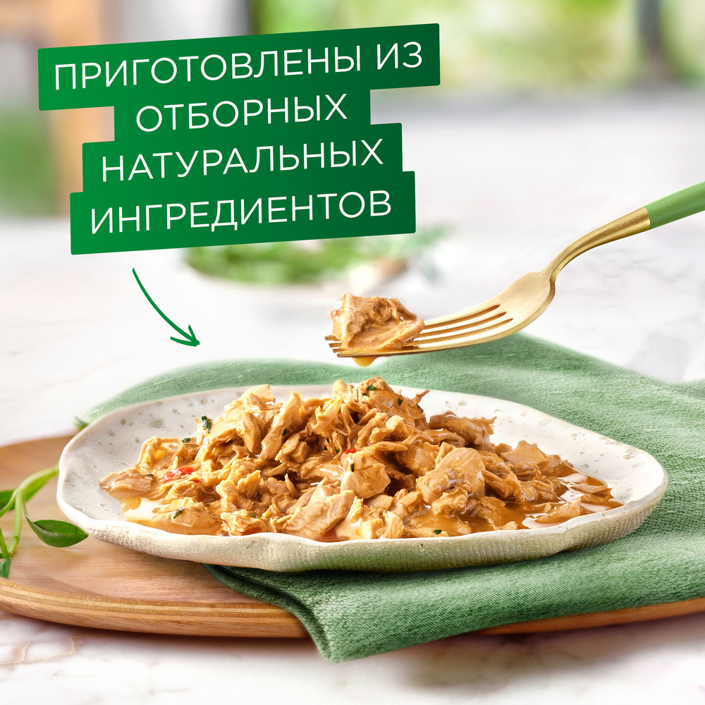 Корм для кошек ГУРМЭ Натуральные рецепты с лососем-гриль и зеленой фасолью пауч