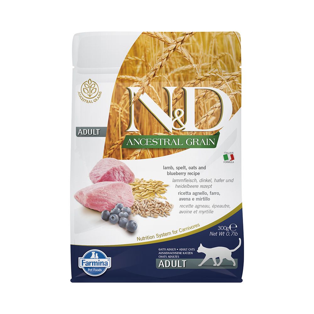 Корм для кошек FARMINA N&D Ancestral Grain Line ягненок с черникой сух.