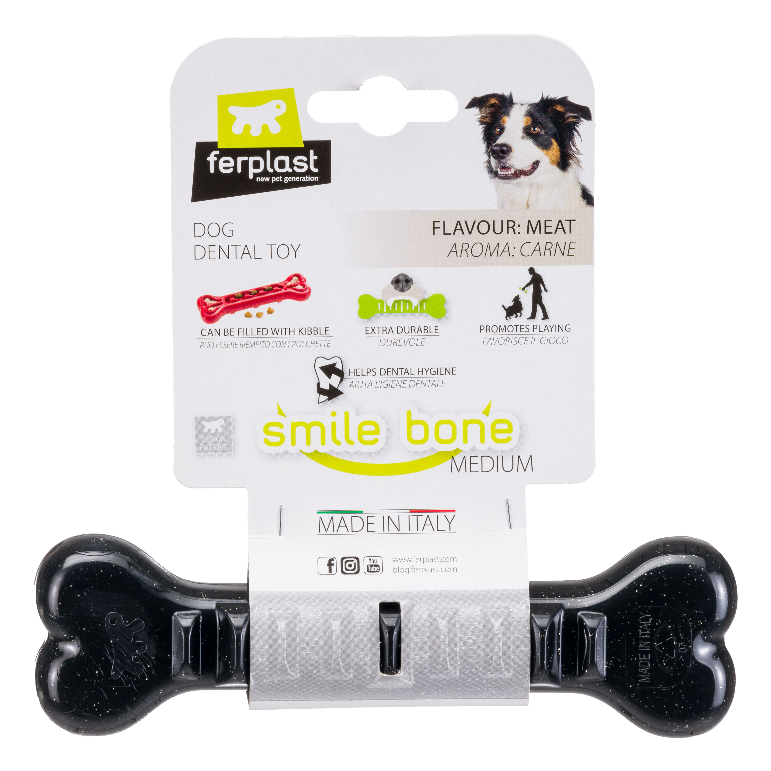 Игрушка для собак FERPLAST стомат. Smile M кость из термопласт.полиуретана,прочн.,с аром.мяса,16,8см
