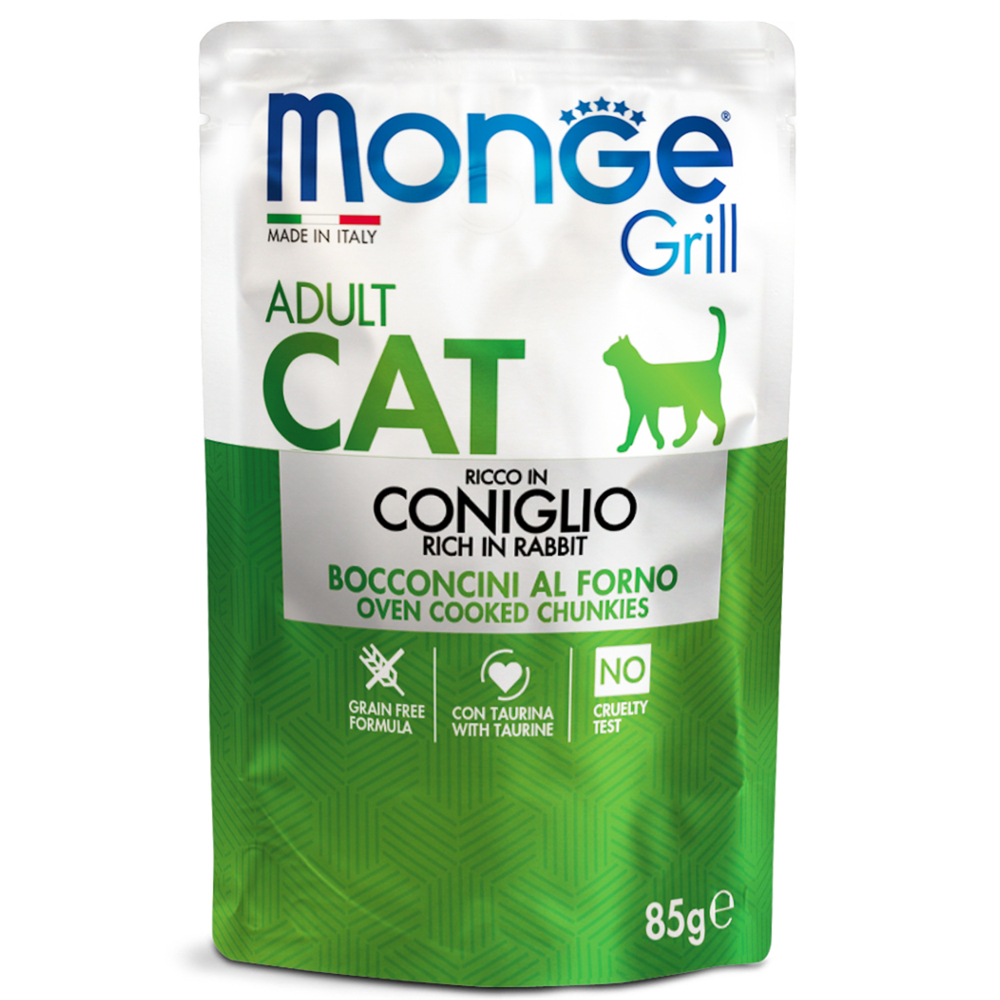 Корм для кошек MONGE Cat Grill Pouch итальянский кролик пауч