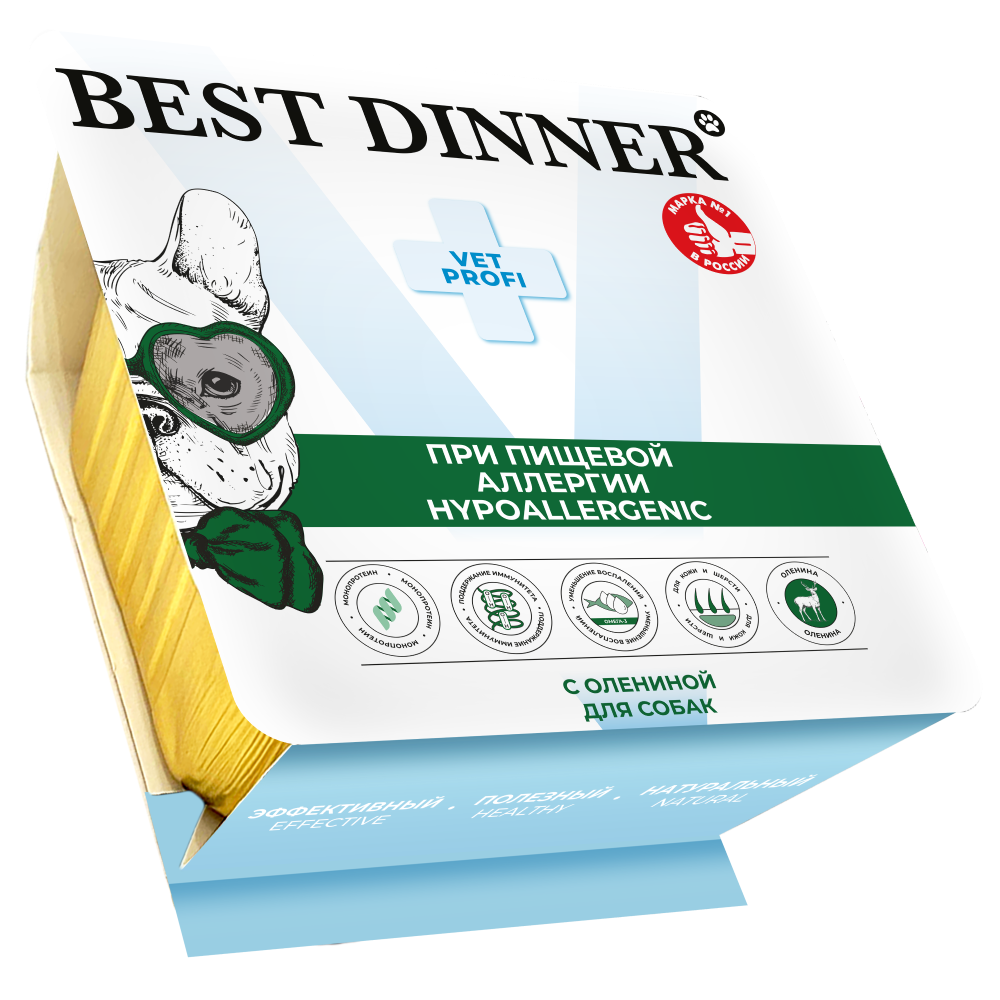Корм для собак BEST DINNER Vet Profi Hypoallergenic при пищ.аллергии, паштет с олениной ламист.