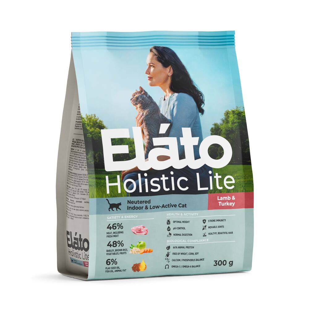 Корм для кошек ELATO Holistic Lite для кастрированных и малоактивных, ягненок с индейкой сух.