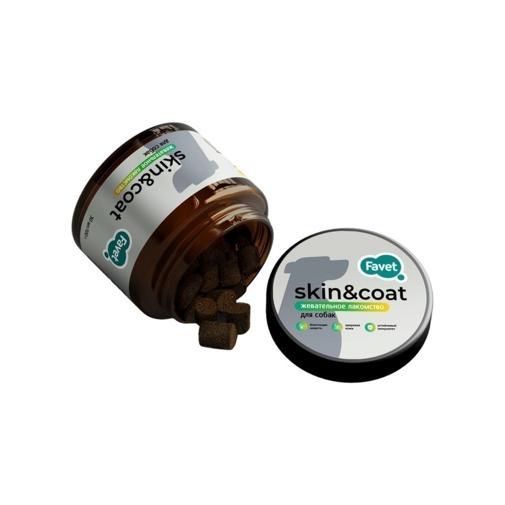 Функциональное лакомство FAVET MultivitaminDog Soft Chews для кожи и шерсти для собак, 120г