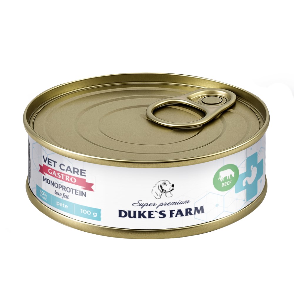 Корм для собак DUKE'S FARM Vet Care Gastrointestinal Monoprotein Low Fat при расстройствах пищеварения, телятина банка