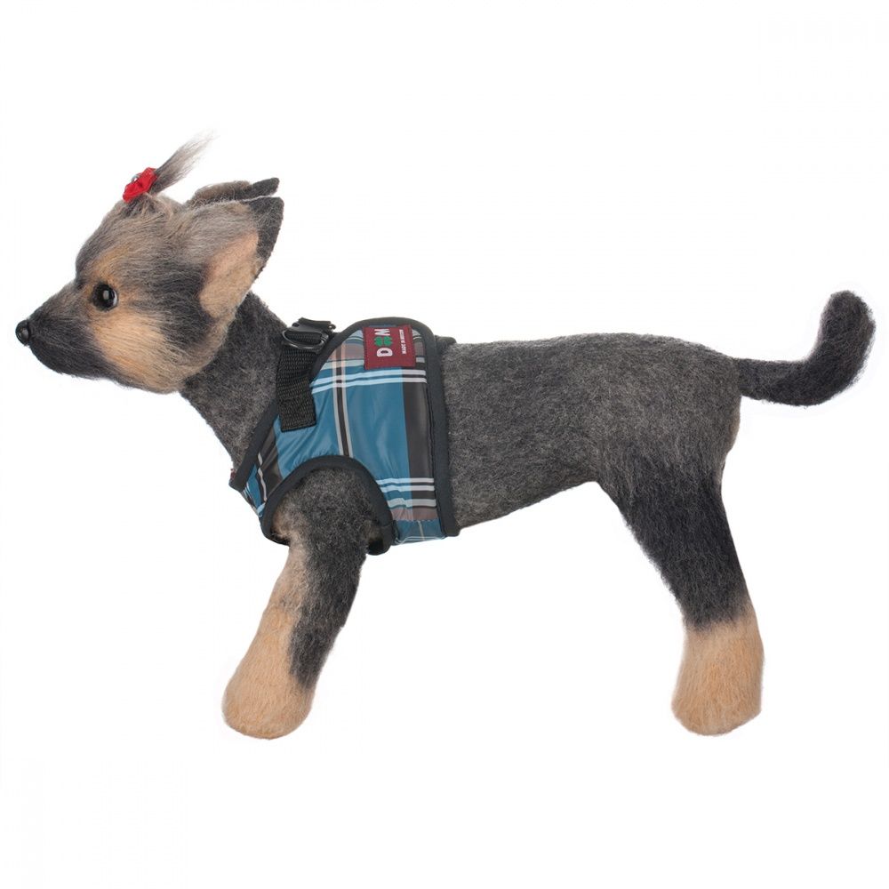Шлейка-жилет для собак DOGMODA Клетка синяя-3 17см
