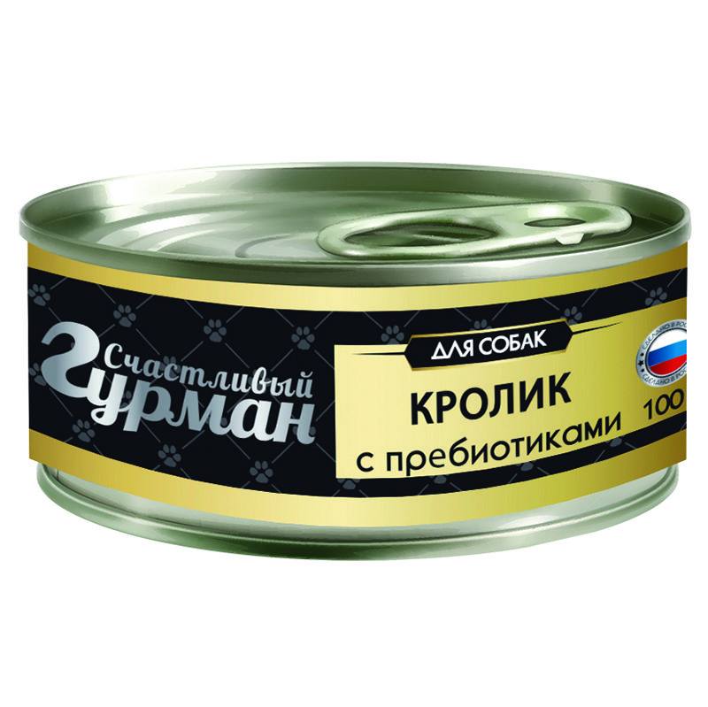 Корм для собак СЧАСТЛИВЫЙ ГУРМАН Кролик натуральный с пребиотиком в желе банка