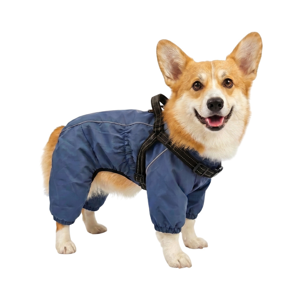 Дождевик-комбинезон для собак Barking Blue FOXIE XL со шлейкой (длина спины 45см) синий
