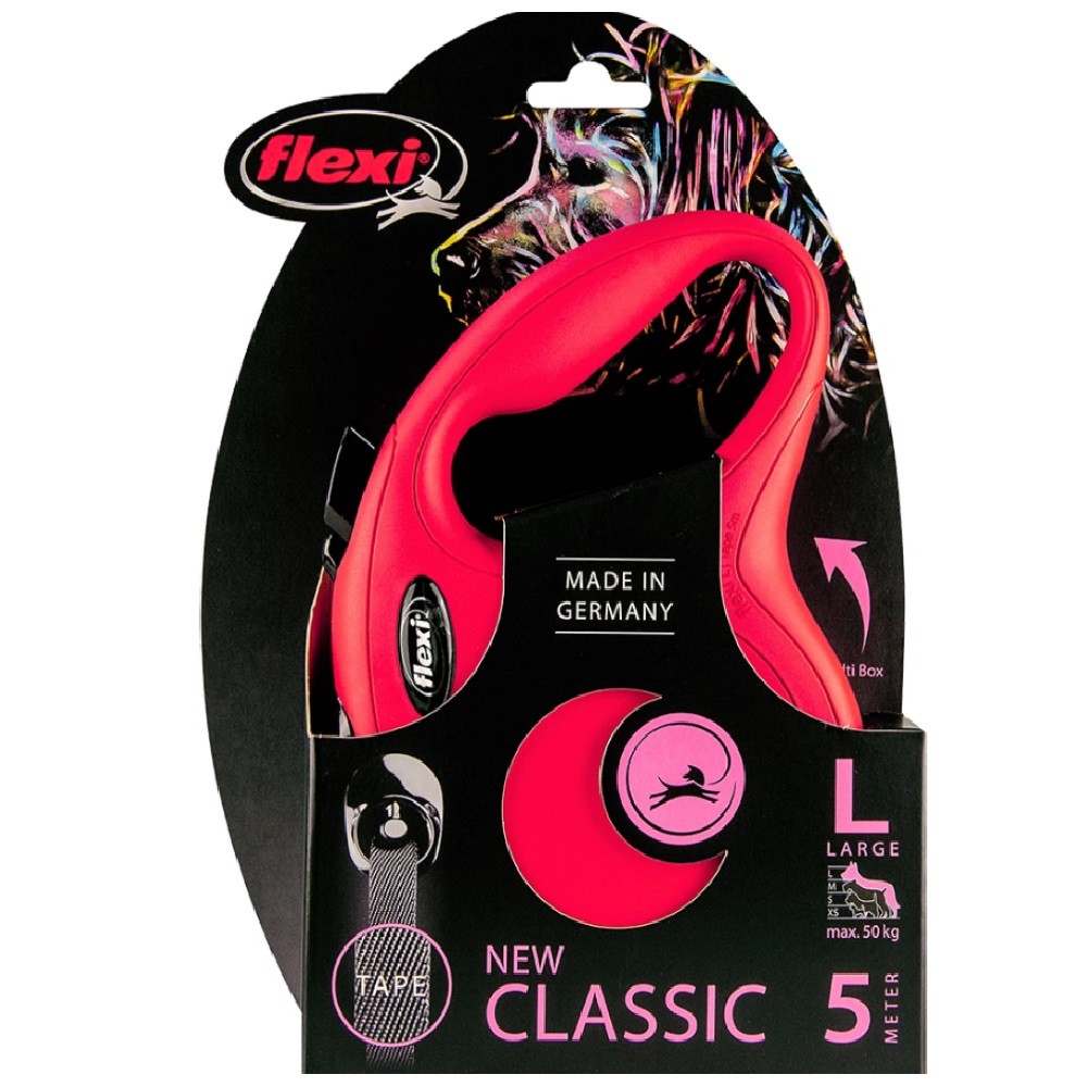 Рулетка для собак FLEXI New Classic L (до 50кг) лента 5м красная