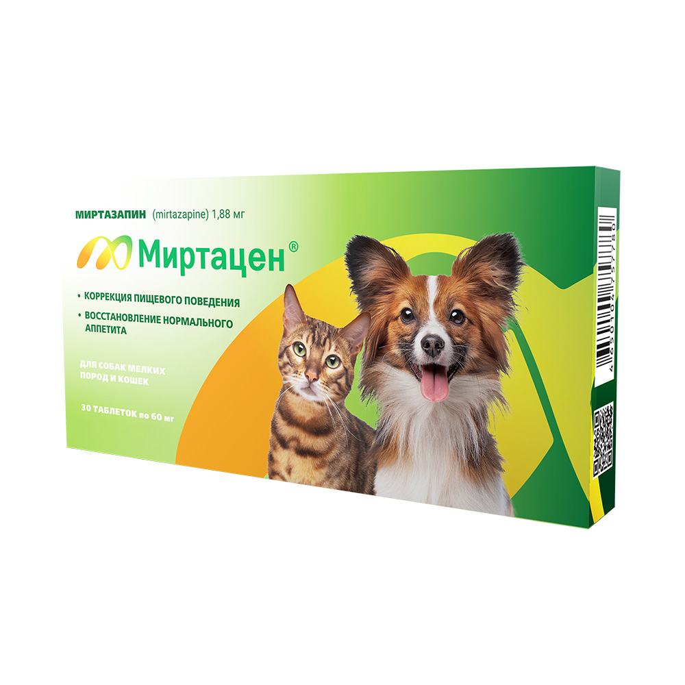 Таблетки для восстановления аппетита APICENNA Миртацен д/кош и мелк.соб., 1,88 мг №30