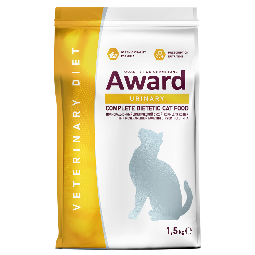 Корм для кошек AWARD Veterinary Diet Urinary при мочекаменной болезни струвитного типа сух.