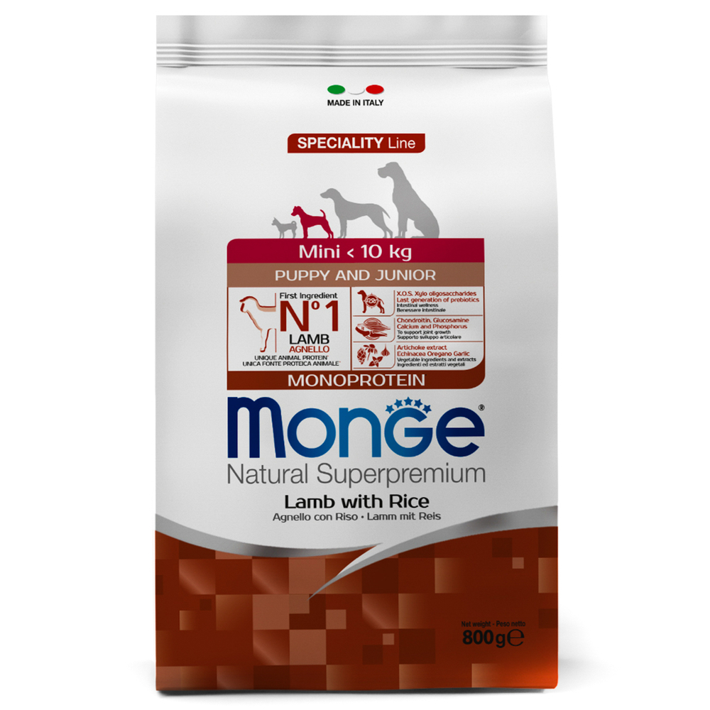 Корм для щенков MONGE Dog Speciality Mini для мелких пород ягненок с рисом сух.