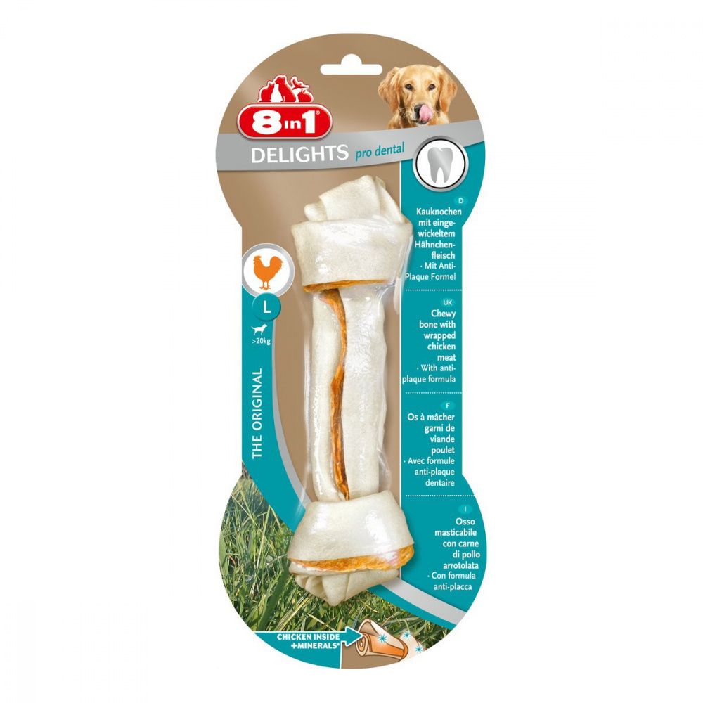 Лакомство для собак 8 IN 1 DENTAL DELIGHTS L Косточка для чистки зубов 21см
