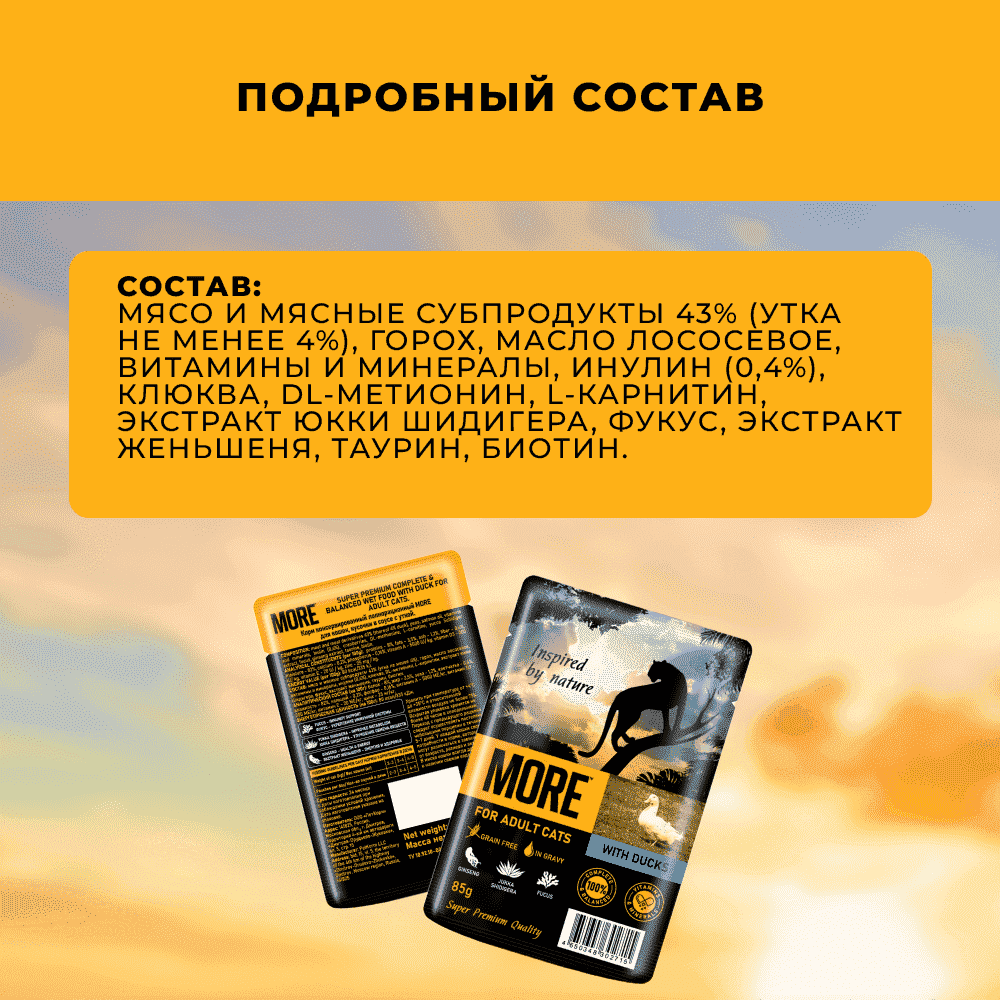 Корм для кошек MORE утка в соусе пауч