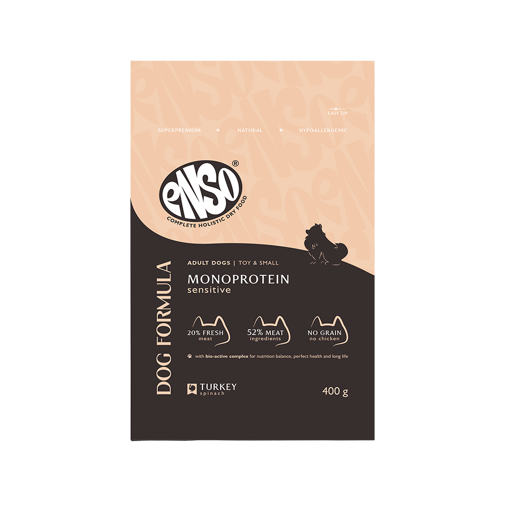 Корм для собак ENSO formula Monoprotein для мелк. и мин.пород, с индейкой и шпинатом сух.
