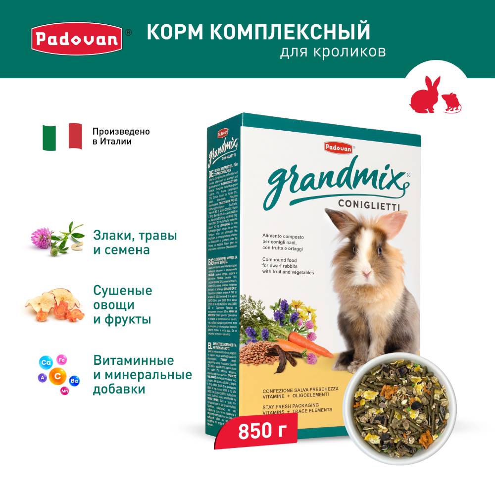 Корм для декоративных кроликов PADOVAN Grandmix Coniglietti