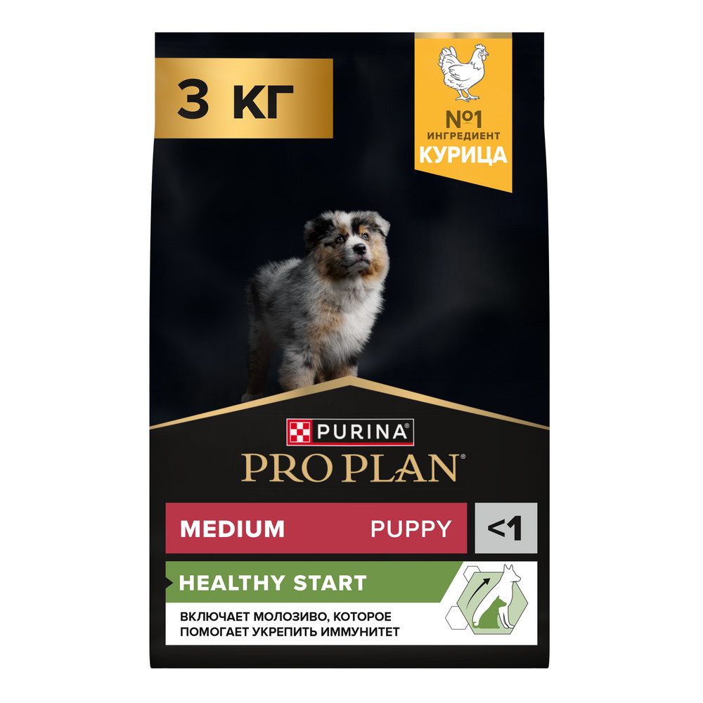 Корм для щенков PRO PLAN Healthy Start для средних пород, с курицей сух.