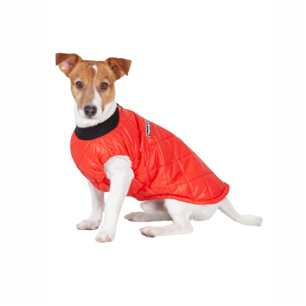 Куртка для собак DOGMODA Ромб стеганная унисекс, красный-5, спина 37см