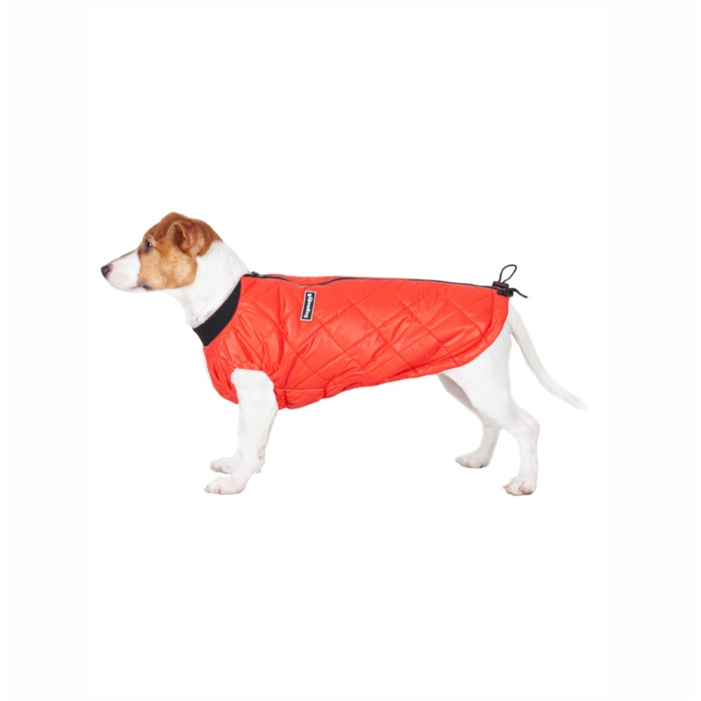 Куртка для собак DOGMODA Ромб стеганная унисекс, красный-5, спина 37см