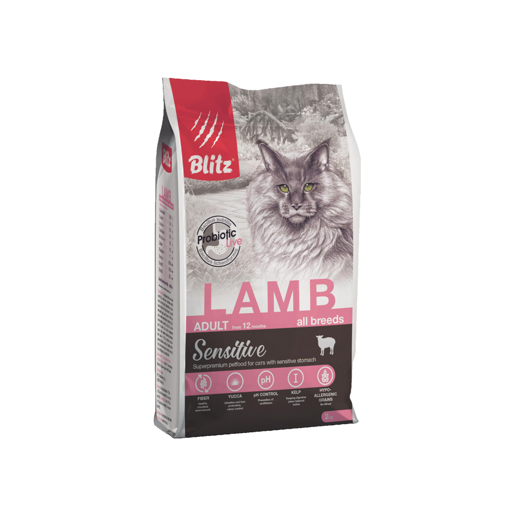 Корм для кошек BLITZ adult lamb cat с мясом ягненка сух.
