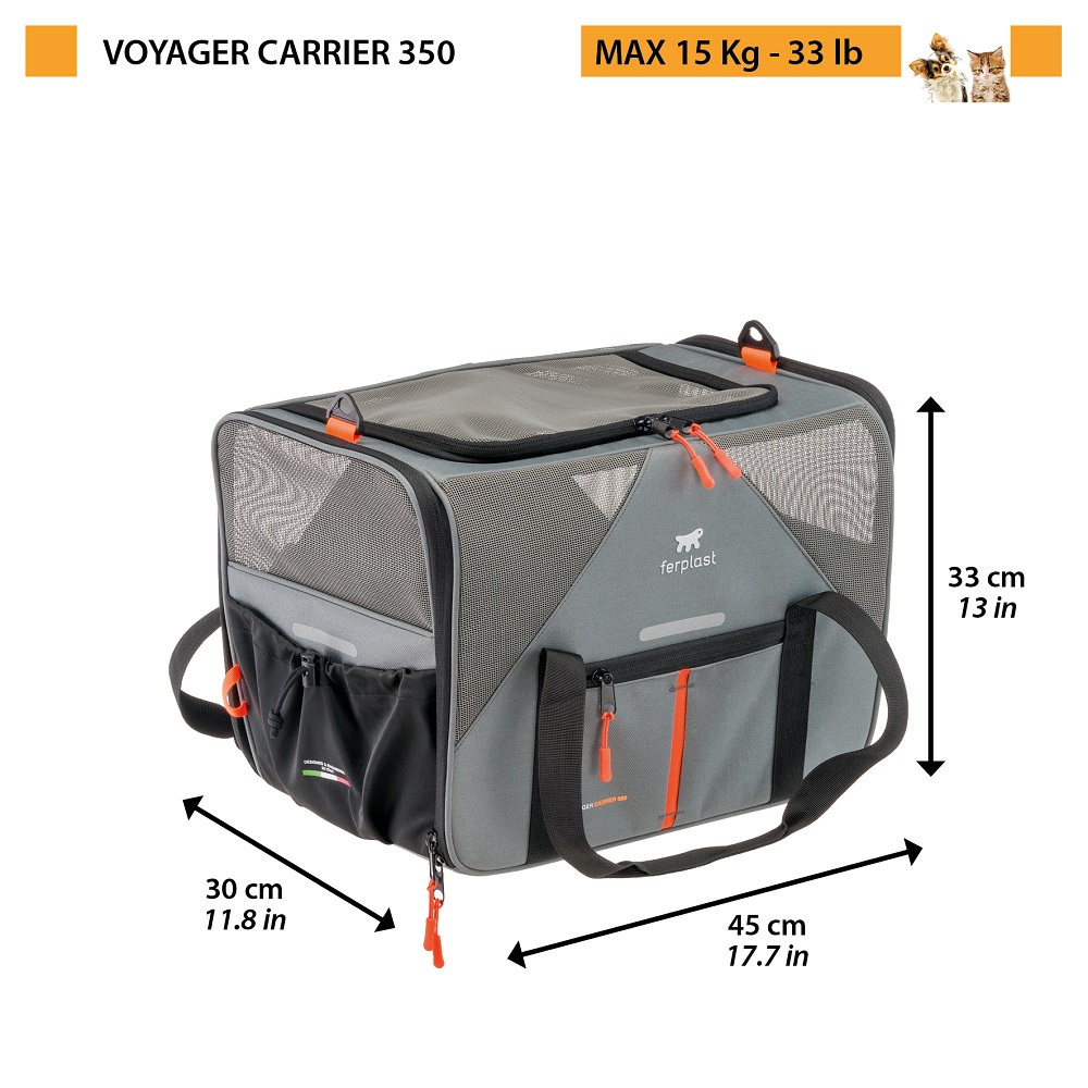 Сумка-переноска для собак и кошек FERPLAST Voyager 350 полиэстр, серая
