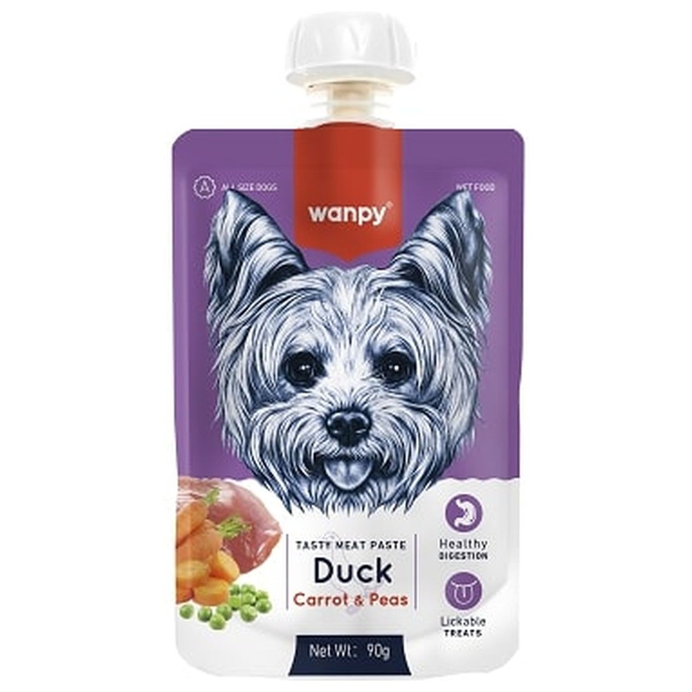 Лакомство для собак WANPY Dog Мясной мусс из утки и моркови с горохом
