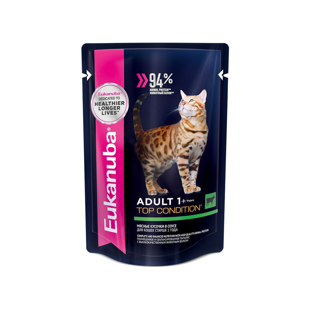 Корм для кошек EUKANUBA Adult Top Condition говядина в соусе, пауч