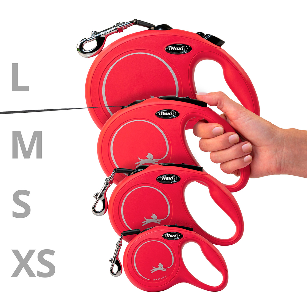 Рулетка для собак FLEXI New Classic XS (до 12кг) лента 3м красная