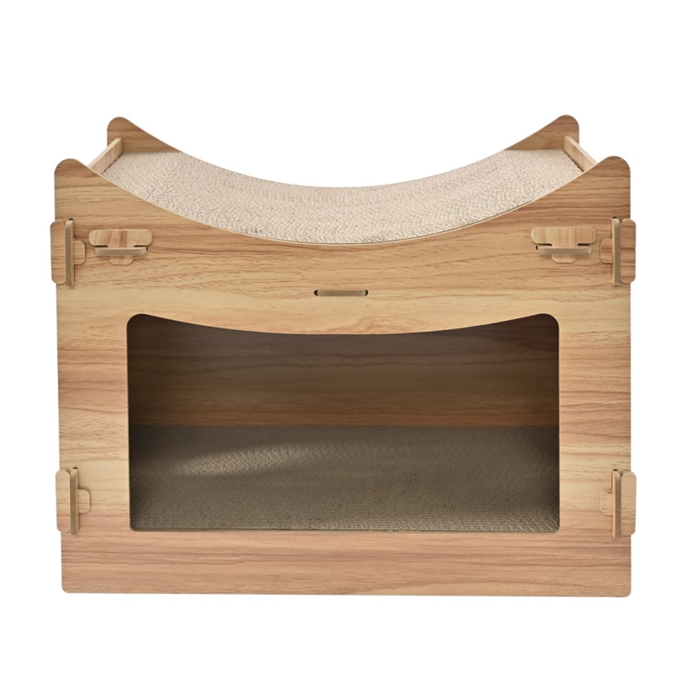 Когтеточка для кошек FOXIE Cat house Домик двухуровневый с лежанкой из картона 45х33х35см