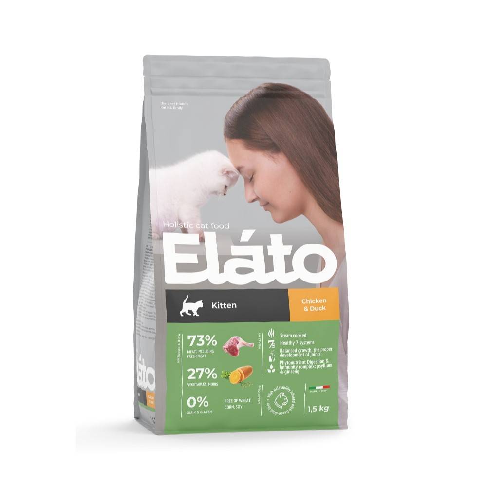 Корм для котят ELATO Holistic курица, утка сух. купить в интернет-магазине  Бетховен