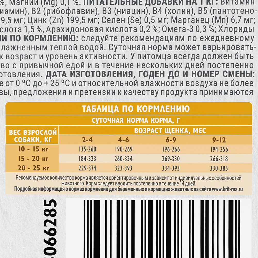 Корм для щенков и молодых собак БРИТ Care Healthy Growth для средн.пород, индейка с уткой сух.