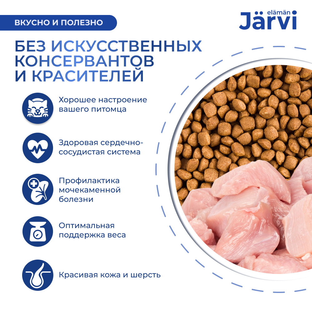 Корм для кошек JARVI для стерилизованных, кролик сух.